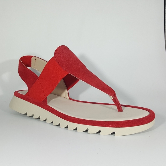 The Flexx Red Suede T Strap Sandal - Picture 2 of 4